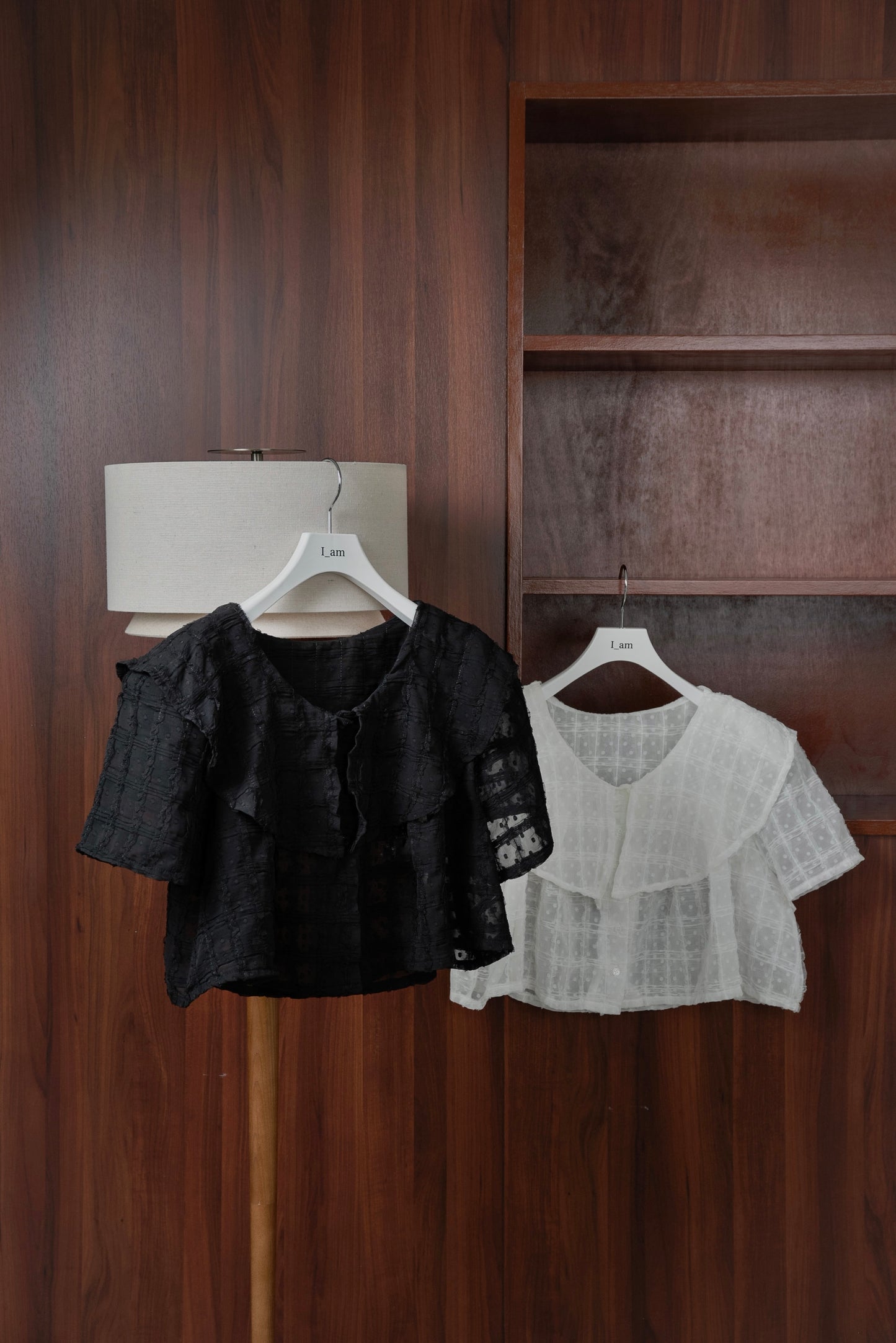 dot sheer tulle line short blouse