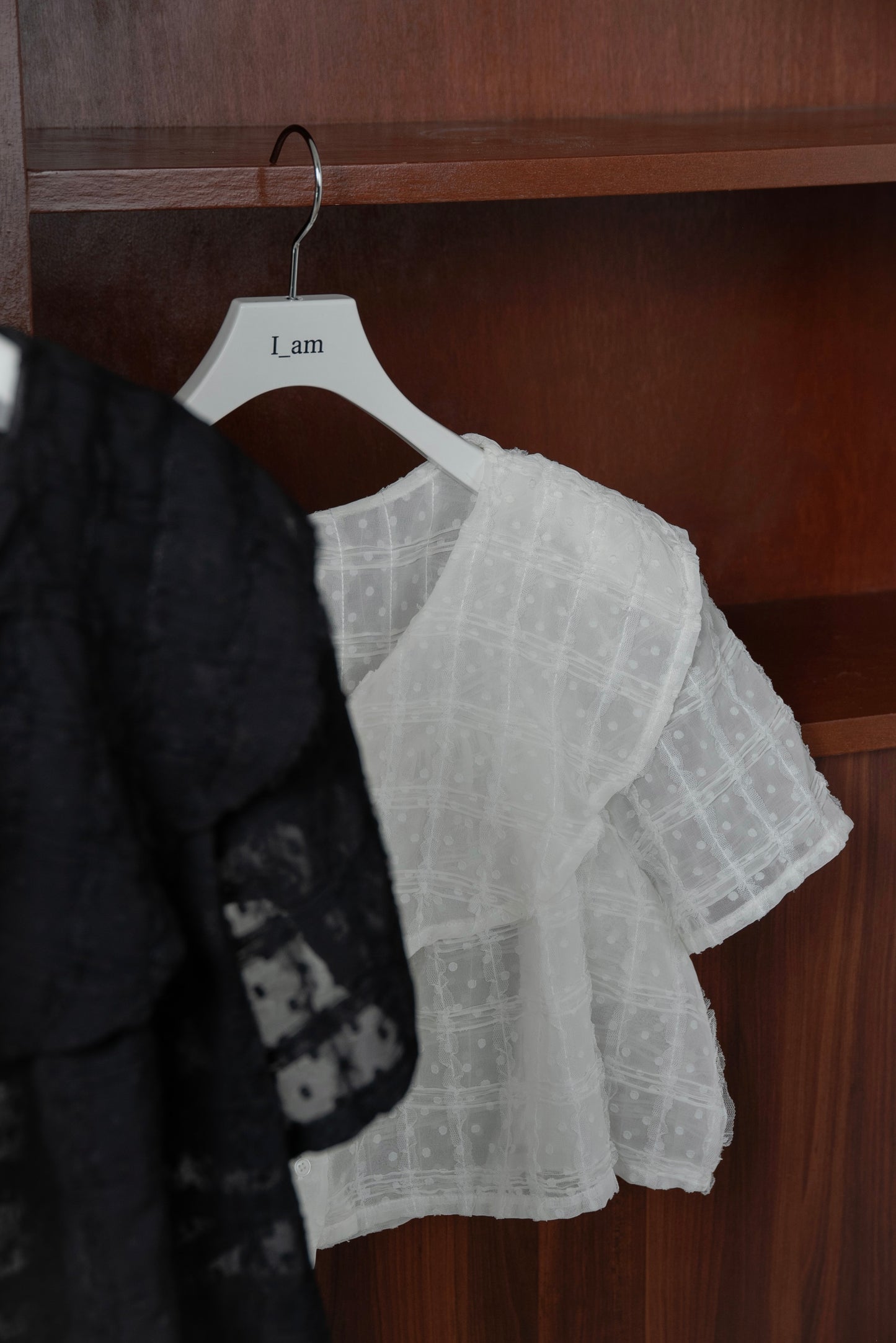 dot sheer tulle line short blouse