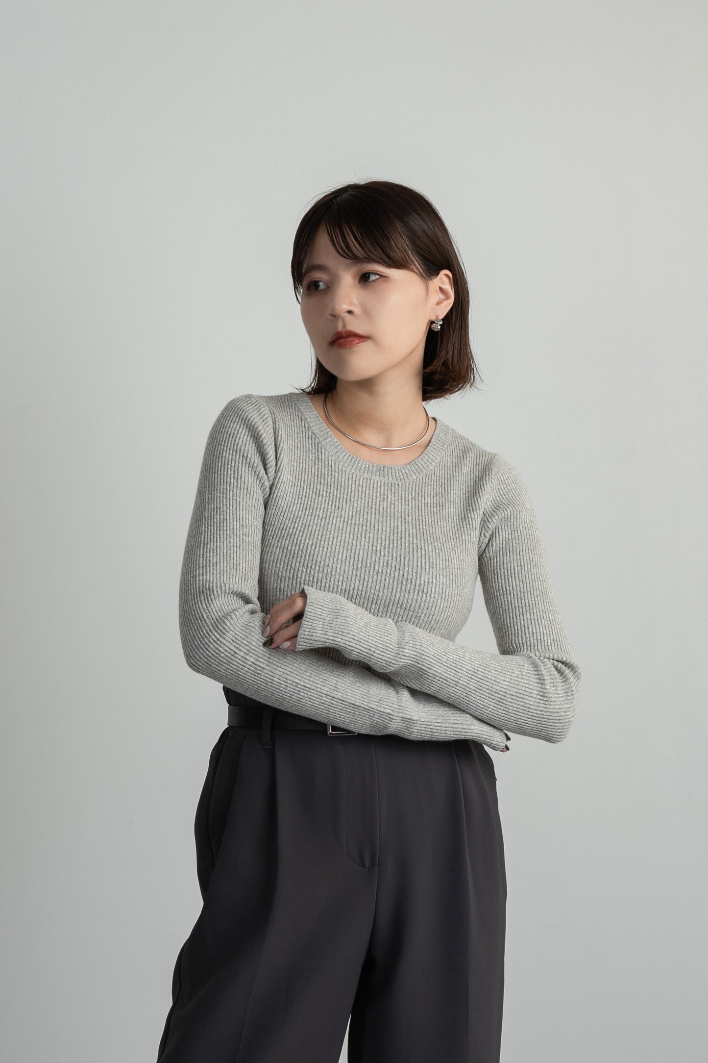 slim rib knit tops