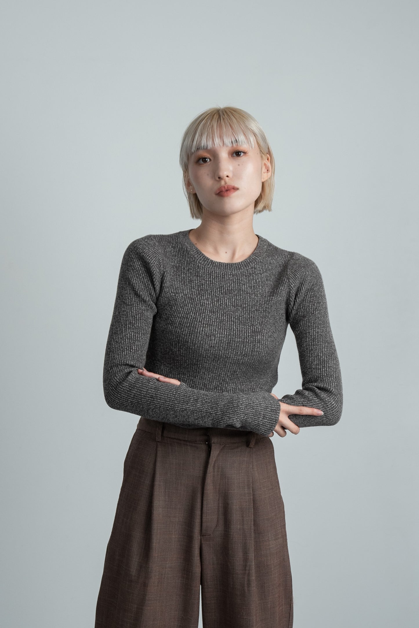 slim rib knit tops