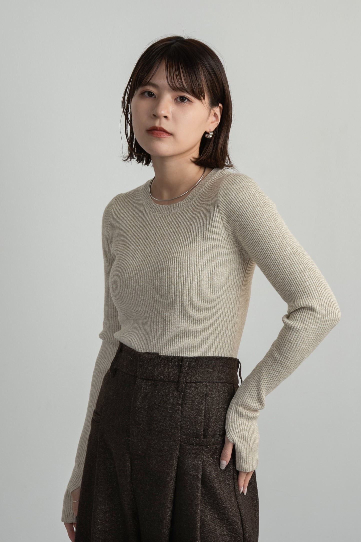 slim rib knit tops