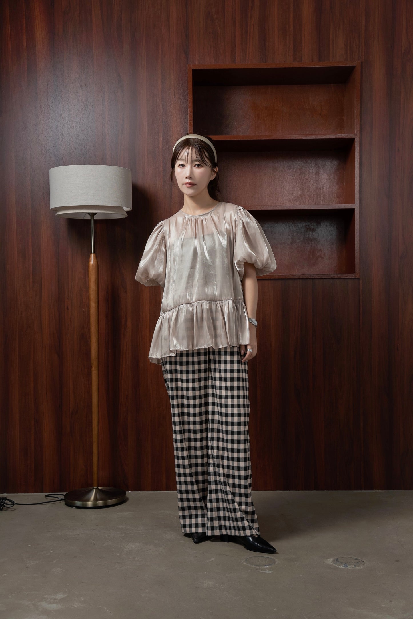 balloon sleeve luster blouse