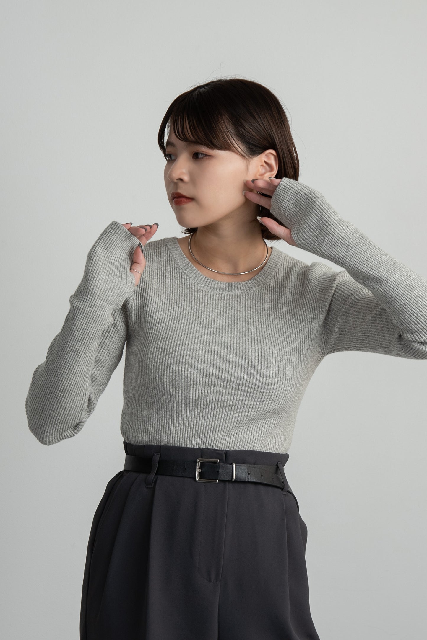slim rib knit tops