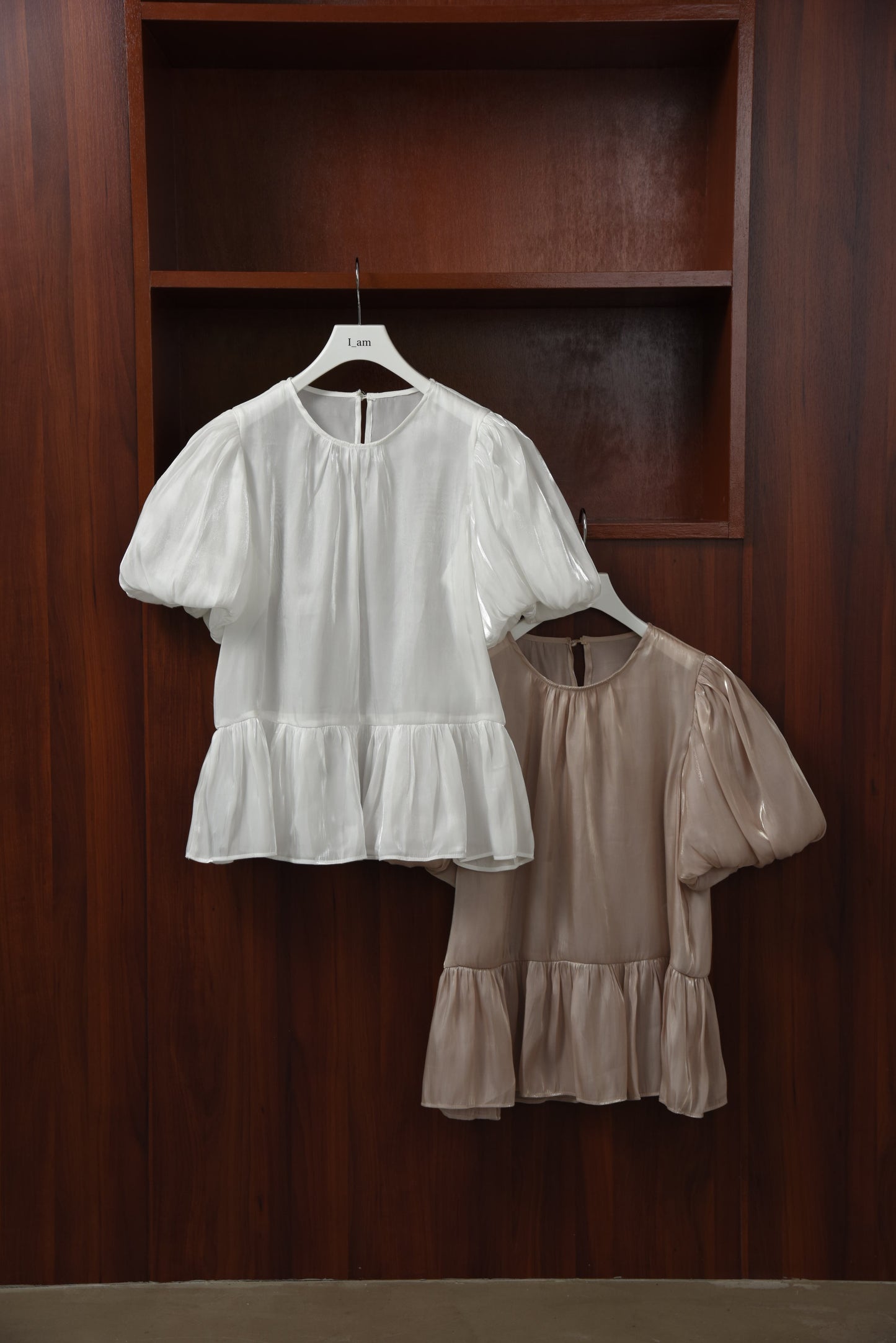 balloon sleeve luster blouse