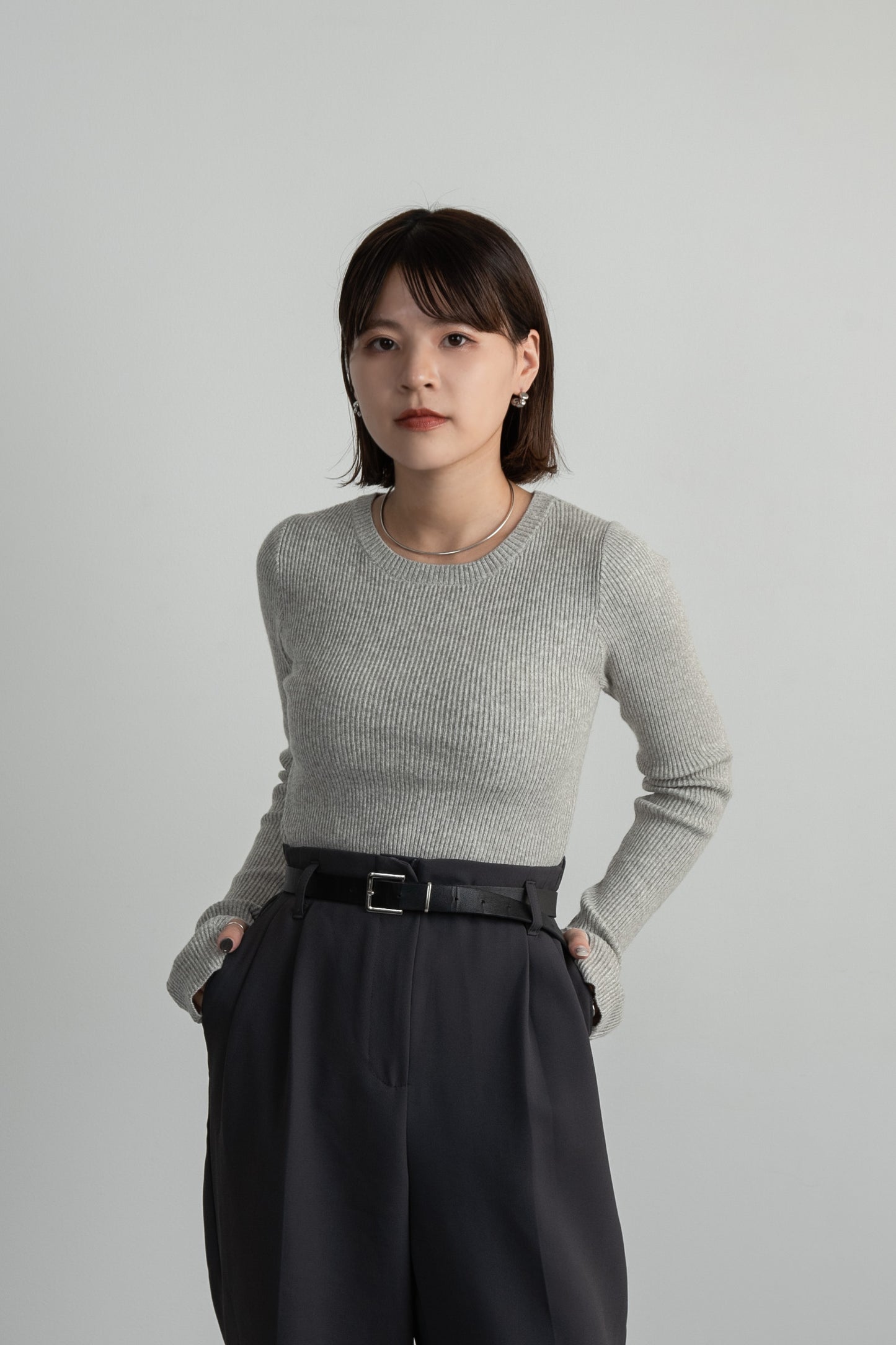 slim rib knit tops