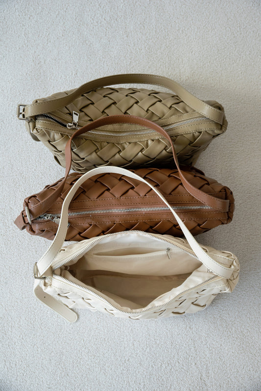 woven look single handle bag