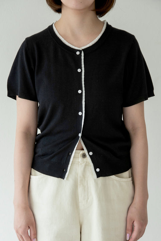 lace detail short sleeve cardigan