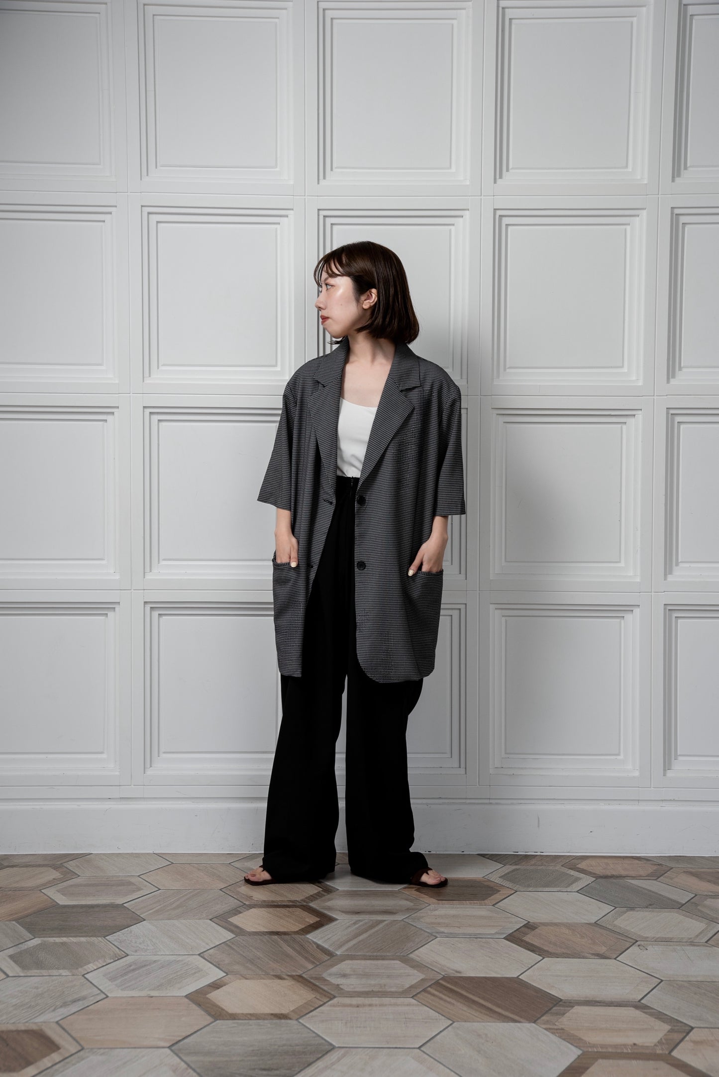 over size nuance check jacket