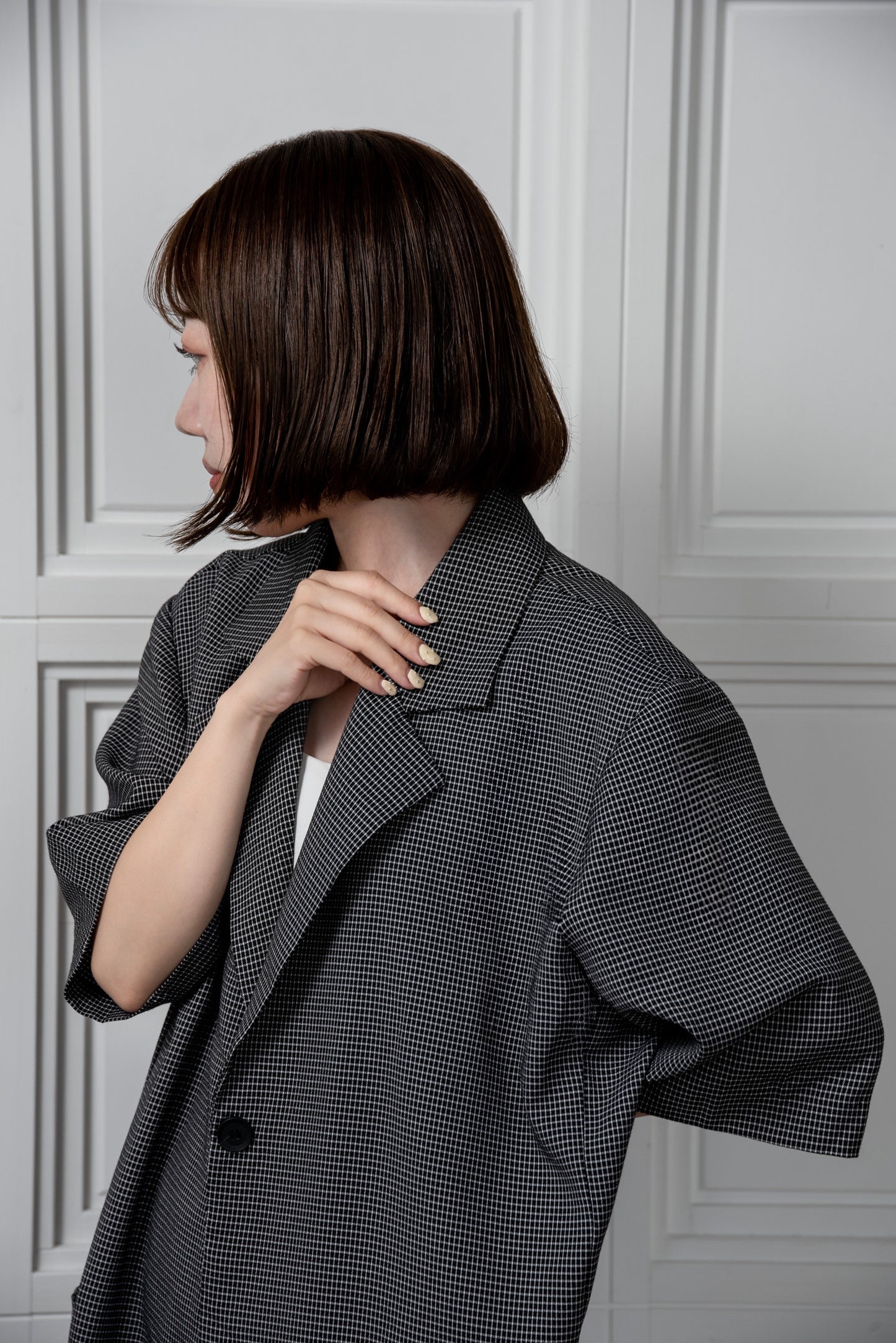 over size nuance check jacket