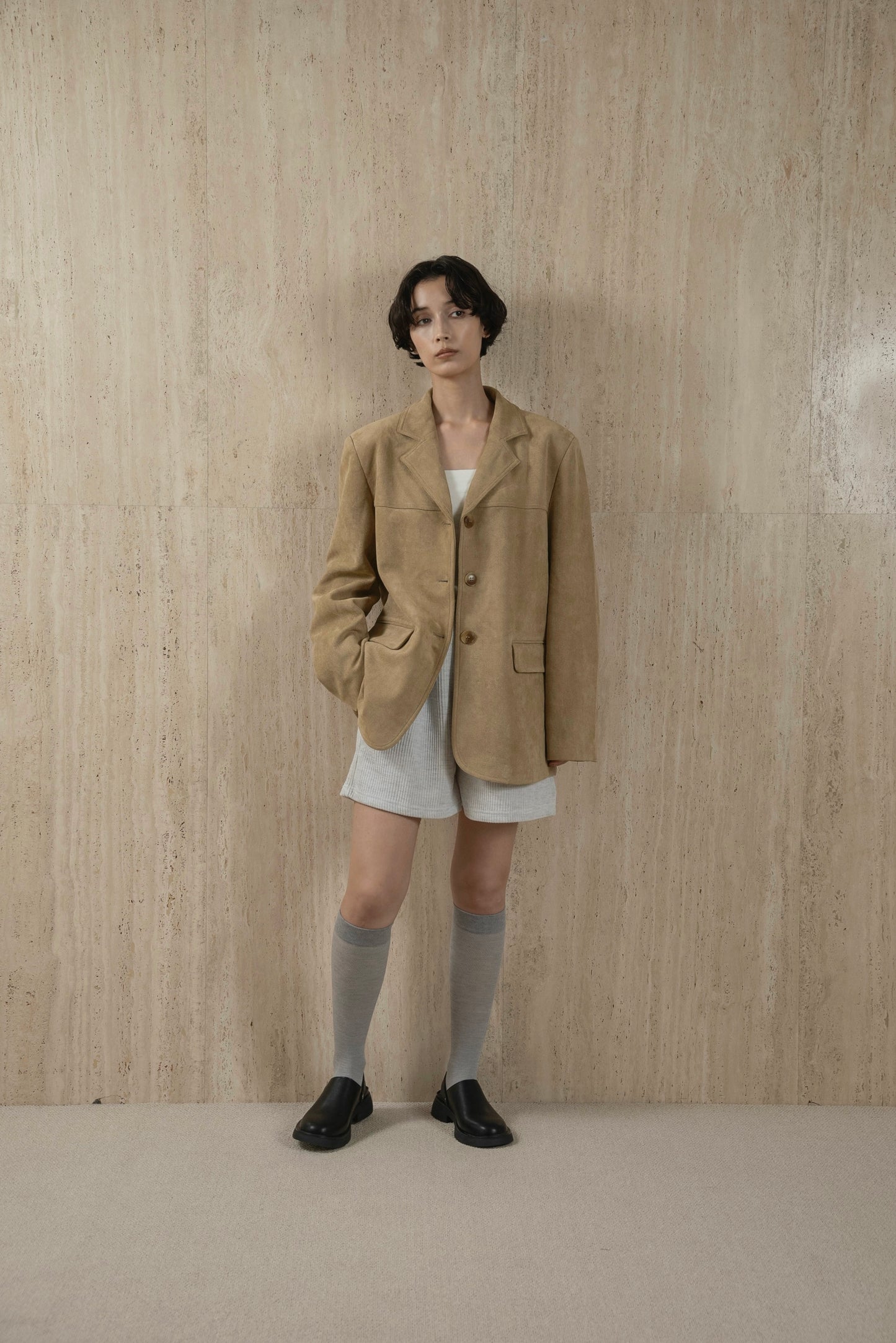 line switching brushed tailored jacket