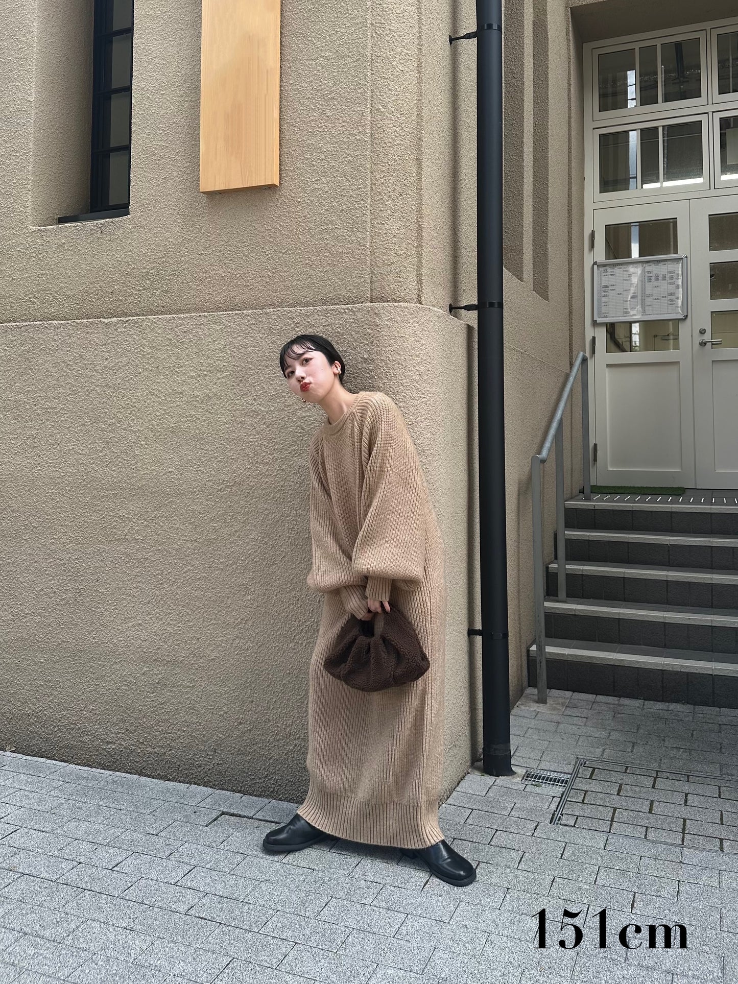 volume sleeve rib knit op