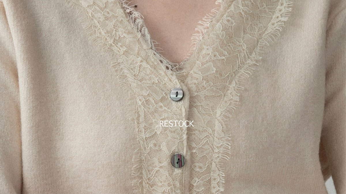 lace trim soft knit cardigan