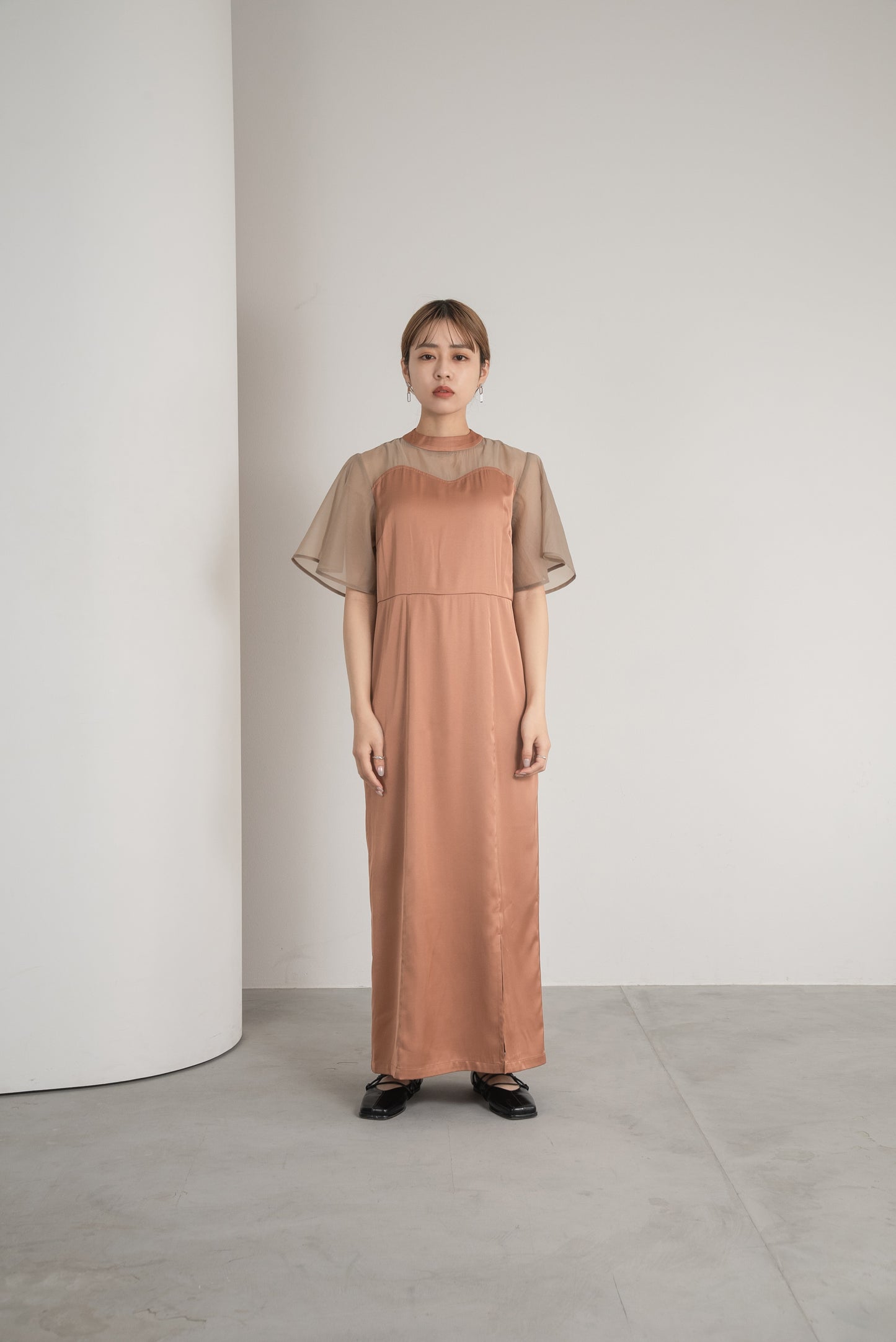 sheer flare sleeve dress
