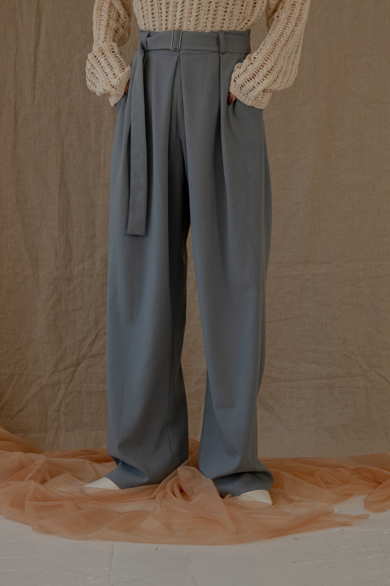 tuck straight belt set pants