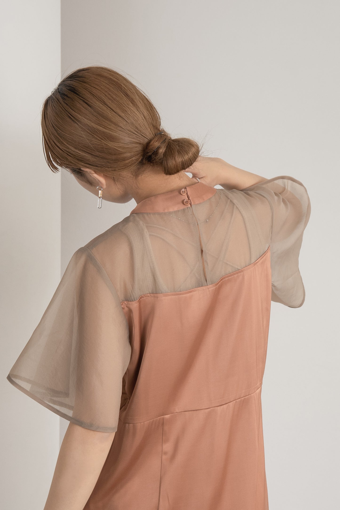 sheer flare sleeve dress