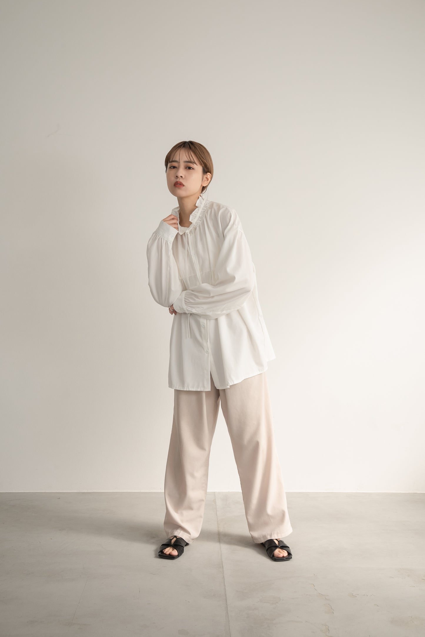 frill ribbon design shirt
