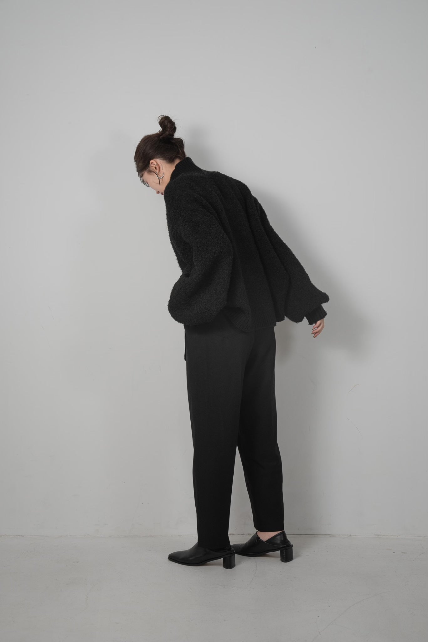 boucle lantern sleeve pullover