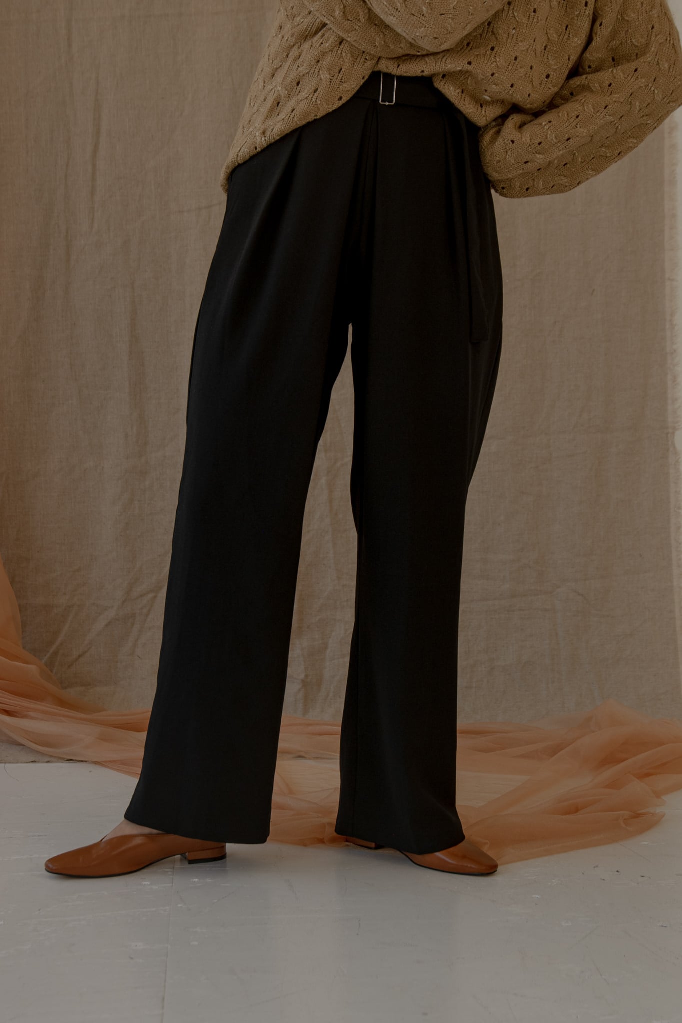 tuck straight belt set pants