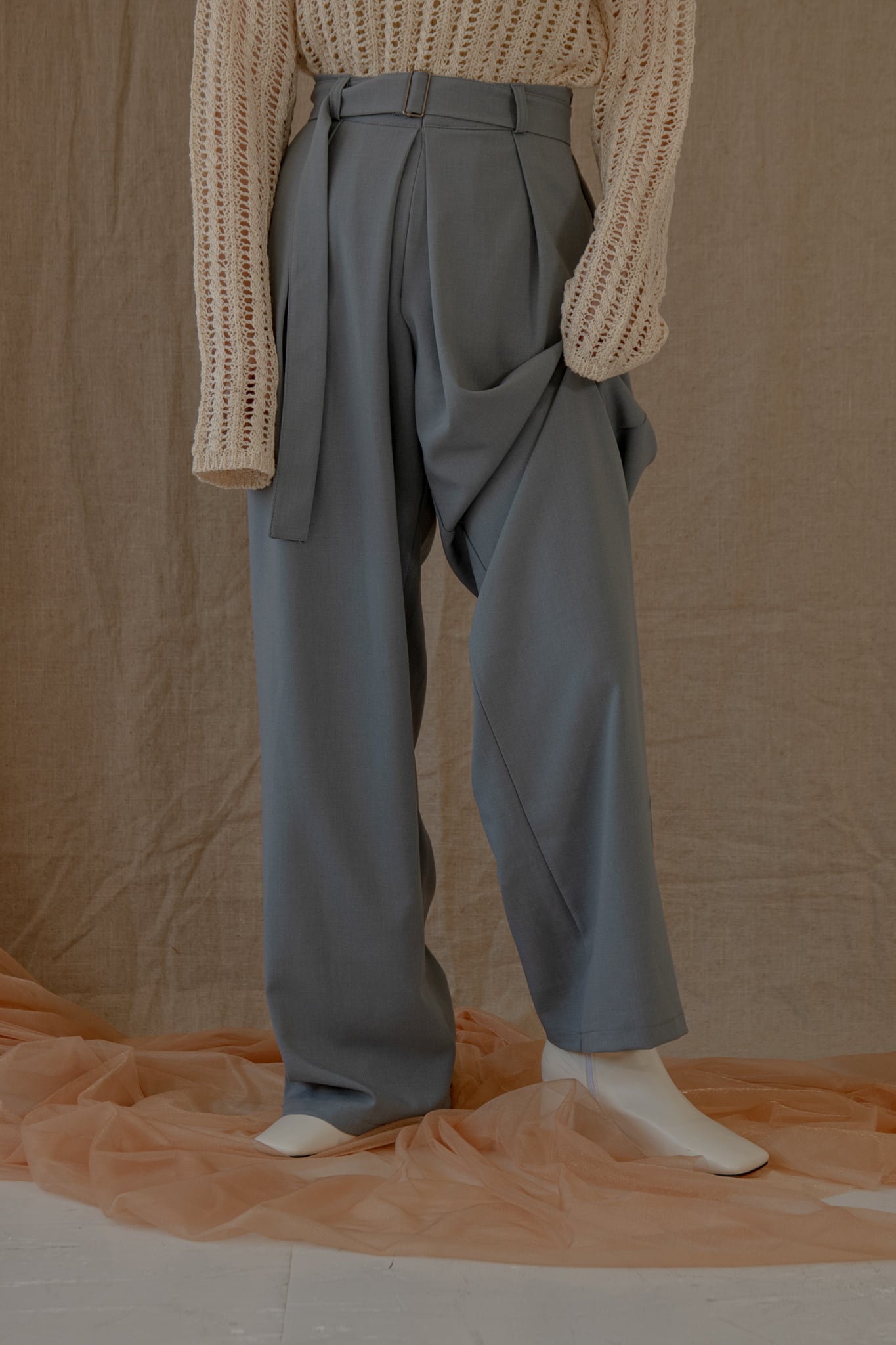 tuck straight belt set pants