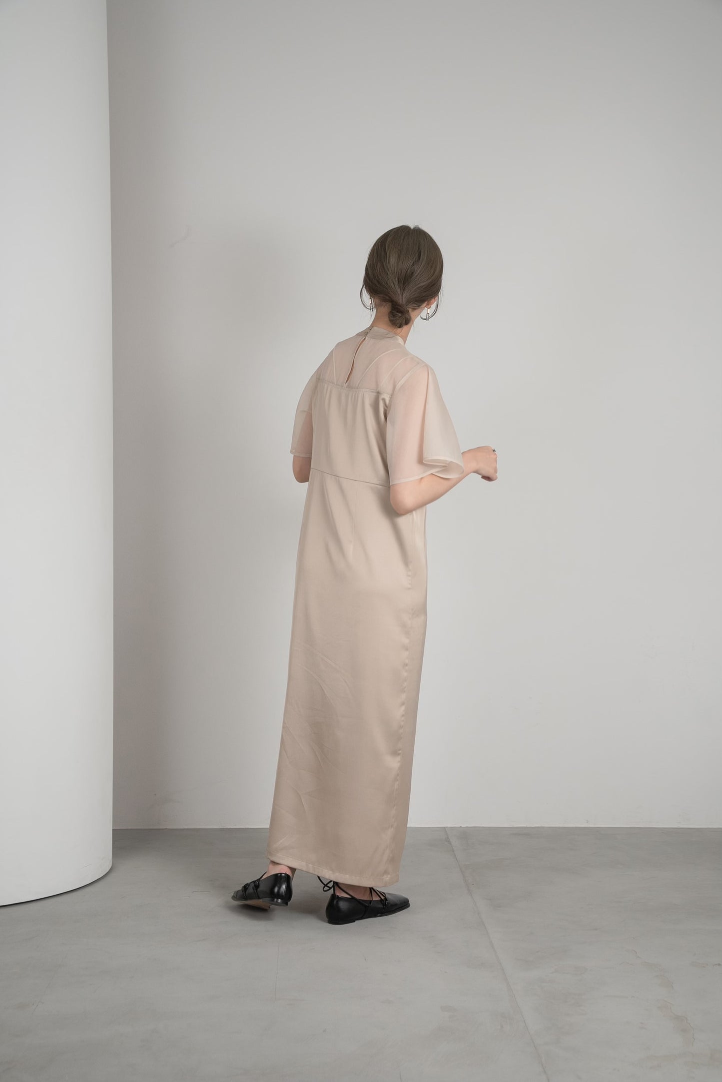 sheer flare sleeve dress