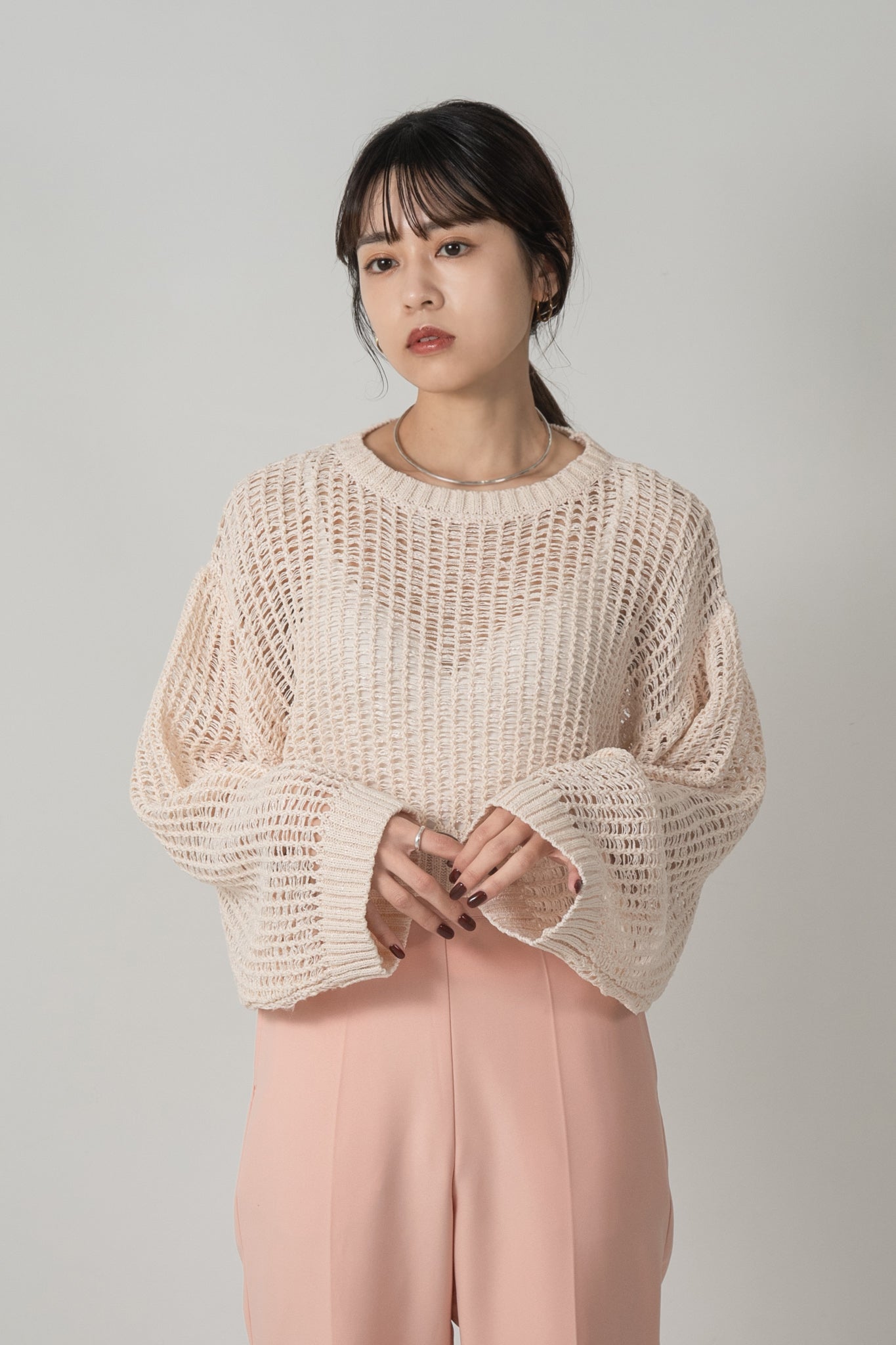 pale tone mesh pullover