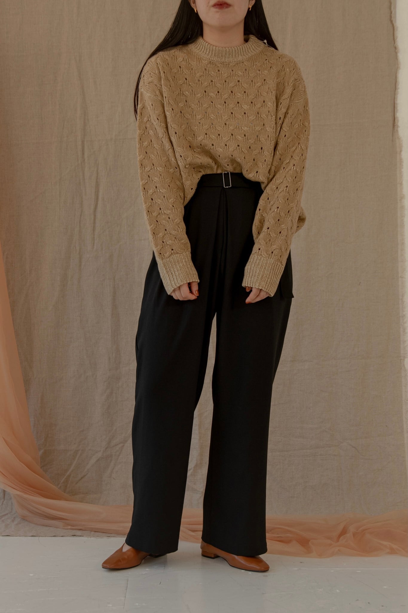 tuck straight belt set pants