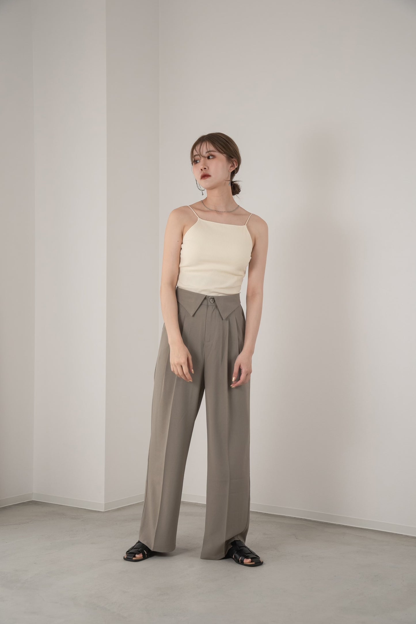 collar waist design pants