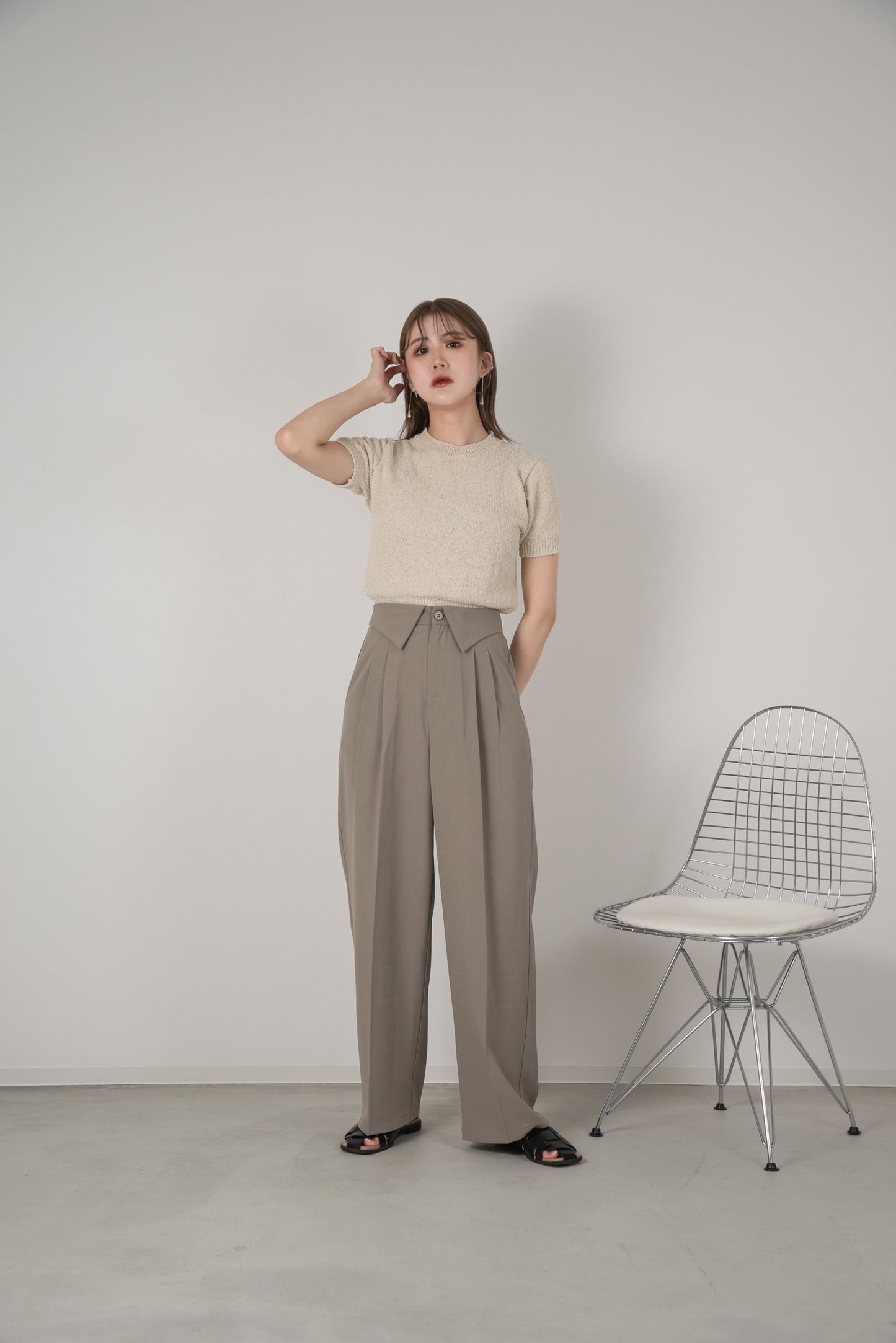 collar waist design pants