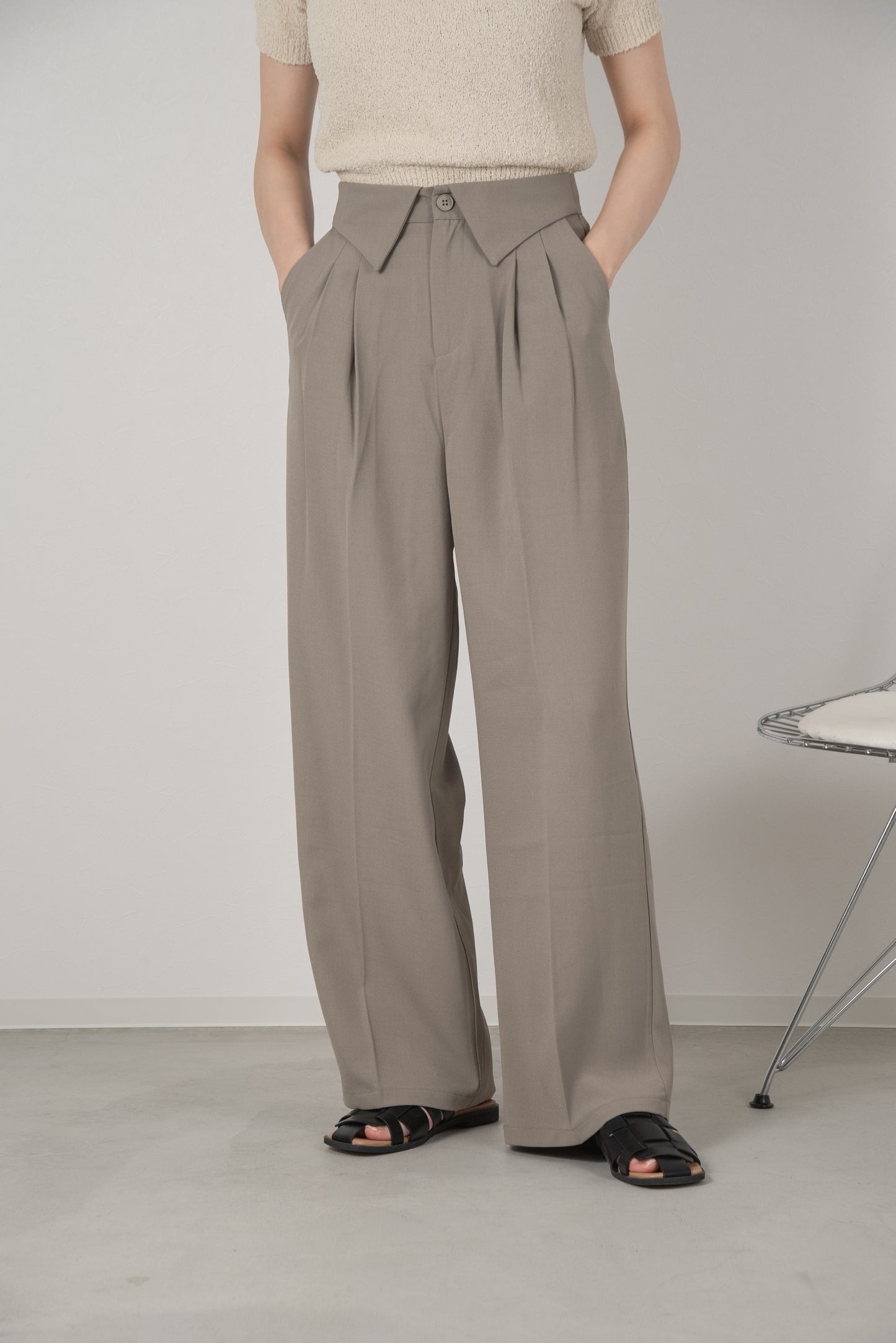 collar waist design pants
