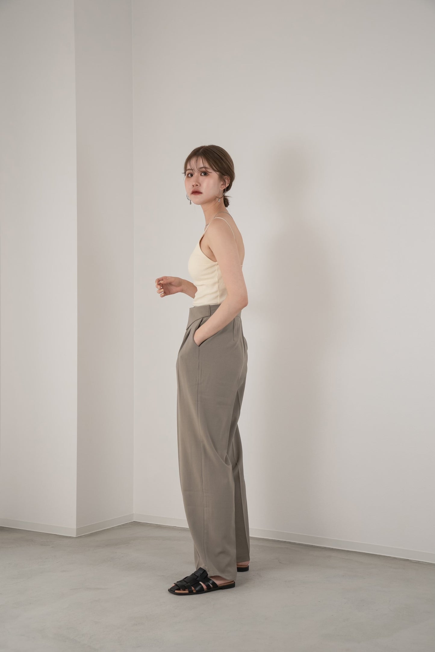collar waist design pants