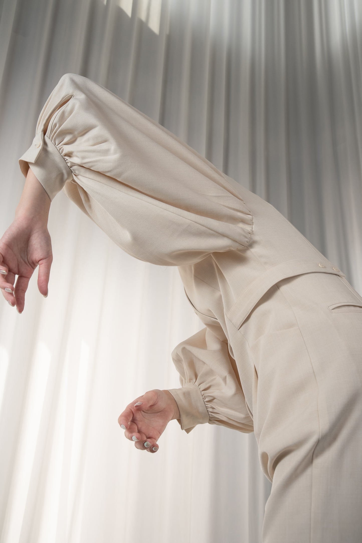 front button balloon sleeve combinaison