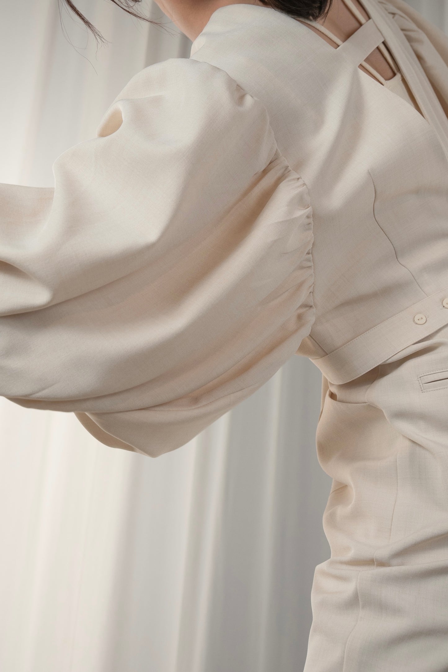 front button balloon sleeve combinaison