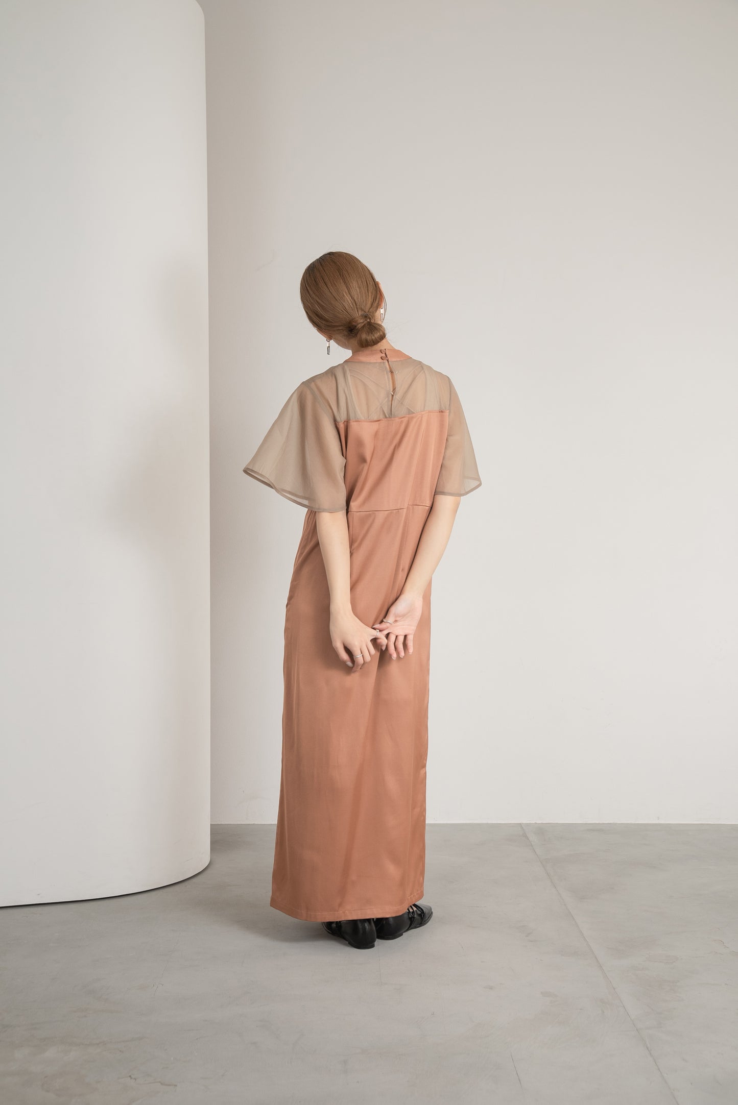 sheer flare sleeve dress