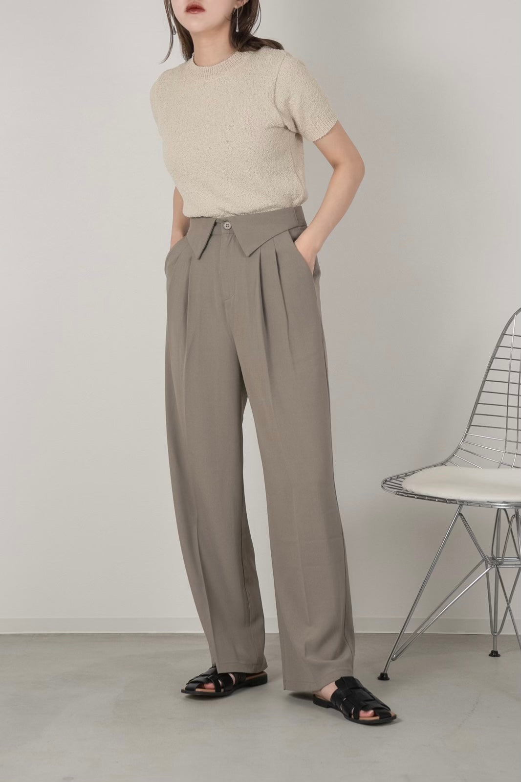 collar waist design pants