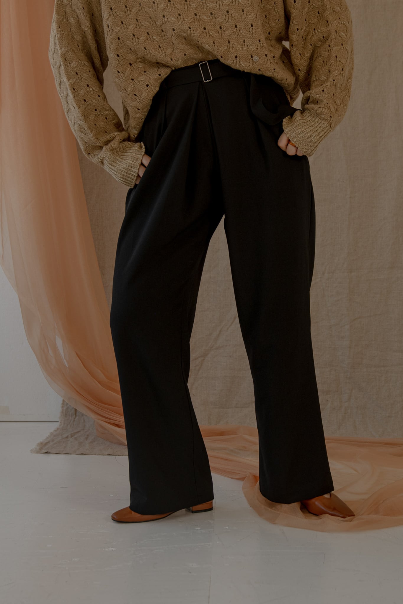 tuck straight belt set pants