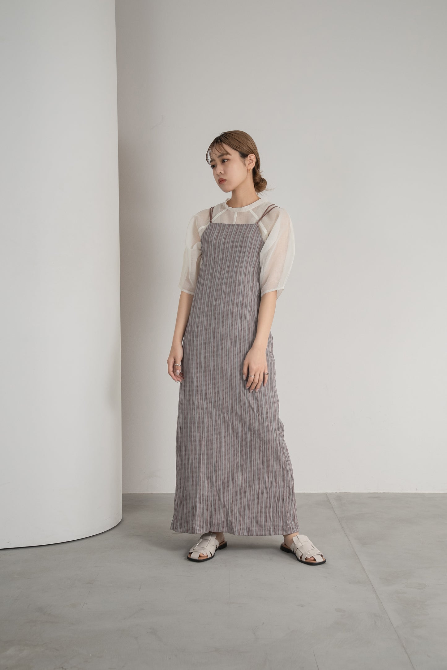 striped crepe back cross ops