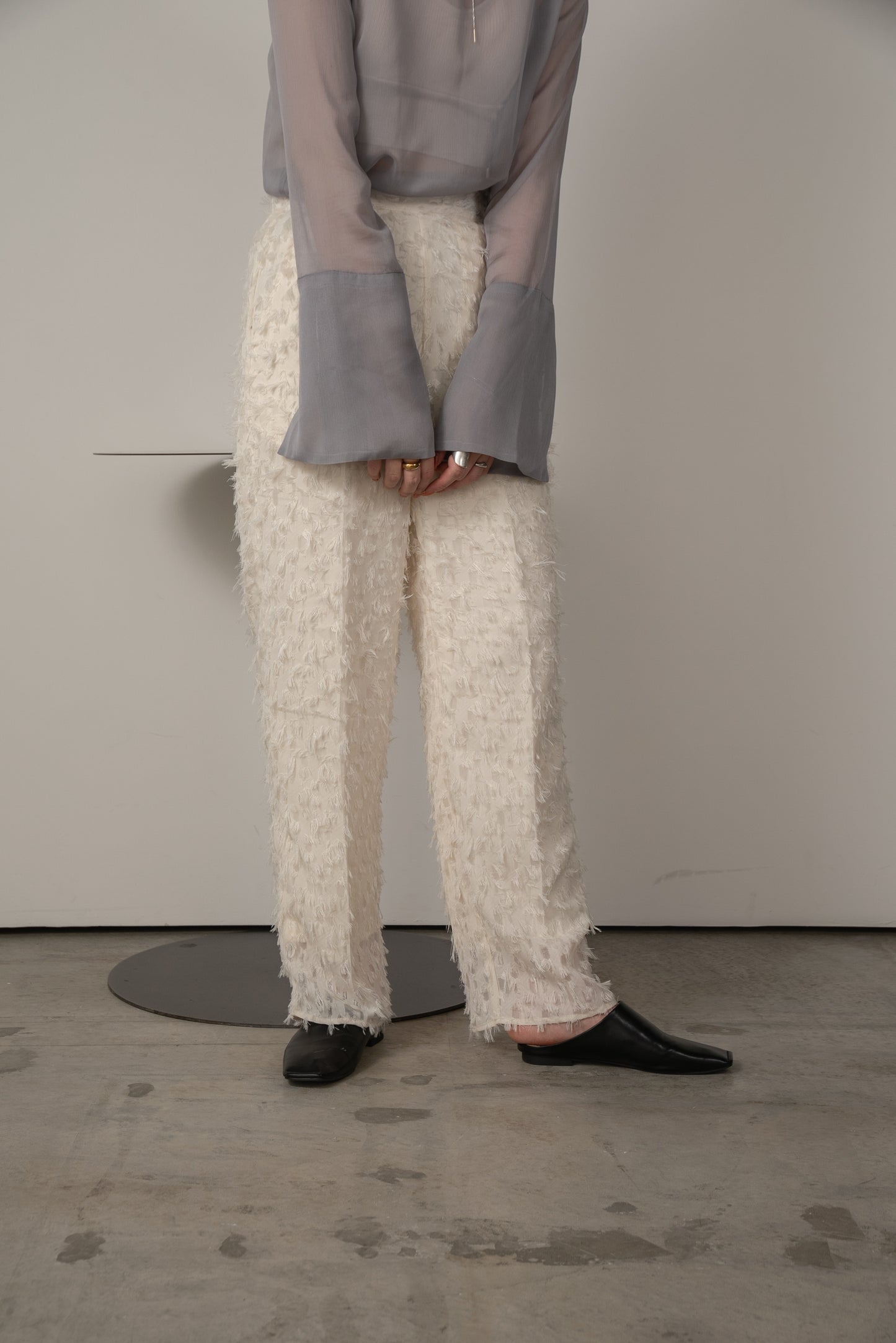 sheer jacquard pants