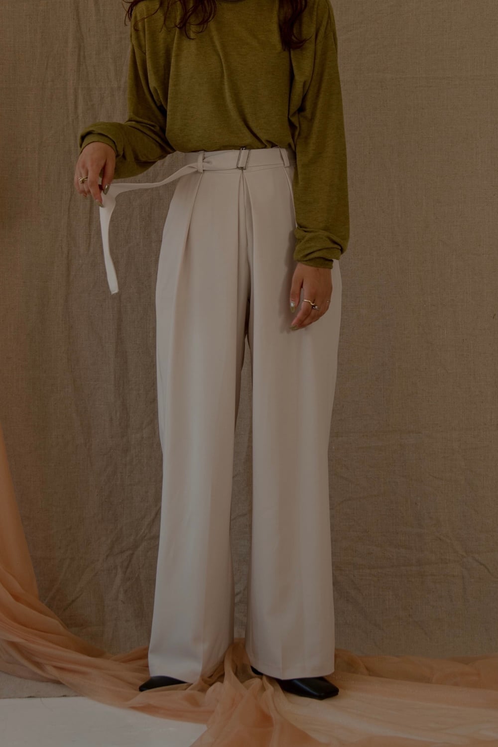 tuck straight belt set pants