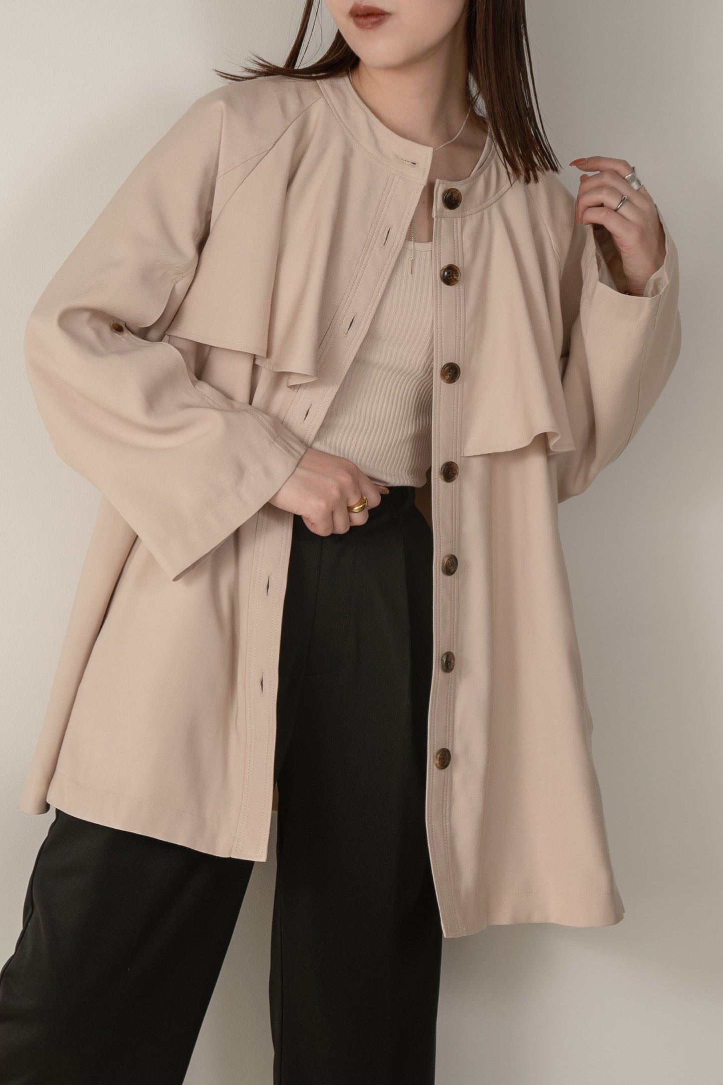 double collar 2way midi trench