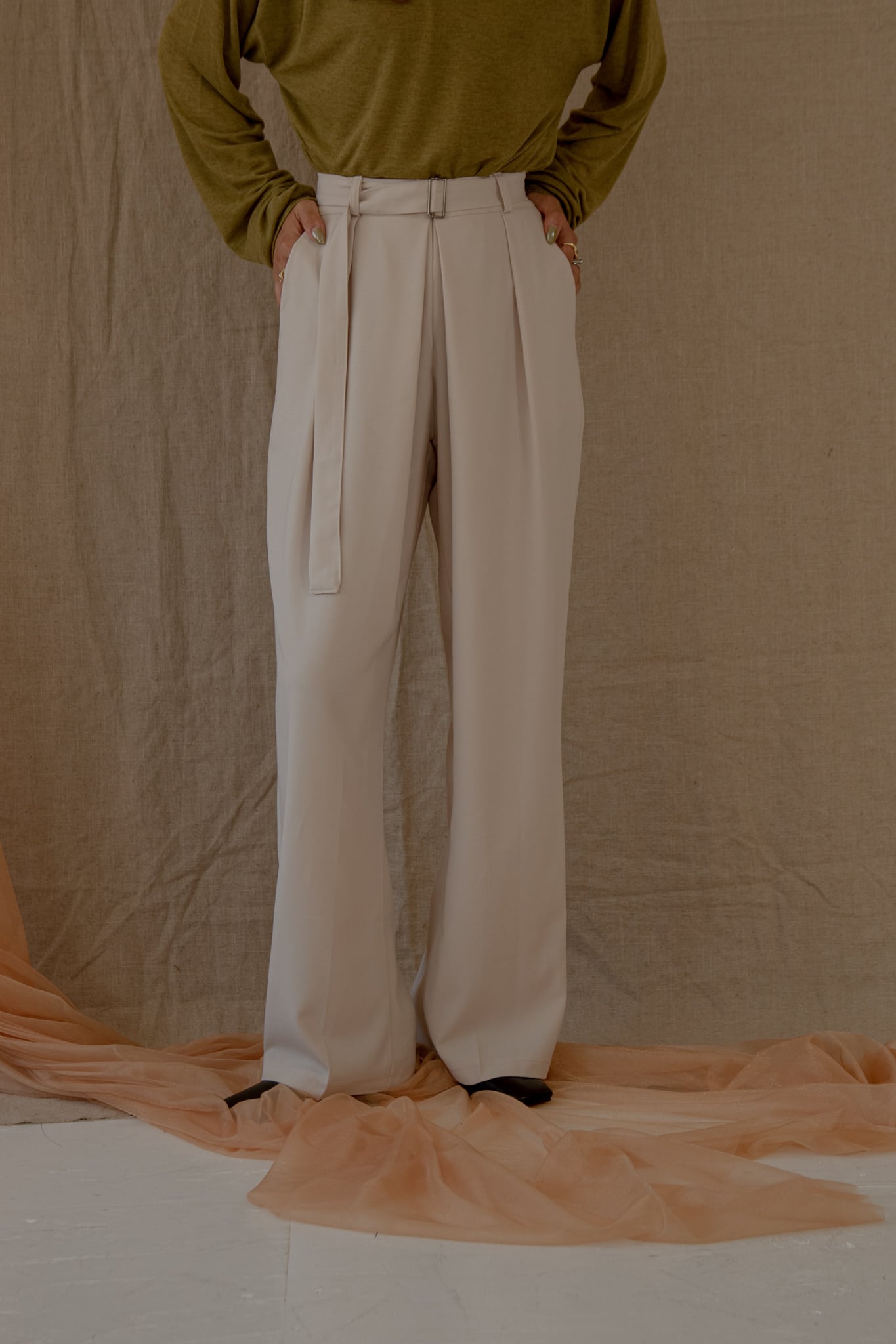 tuck straight belt set pants