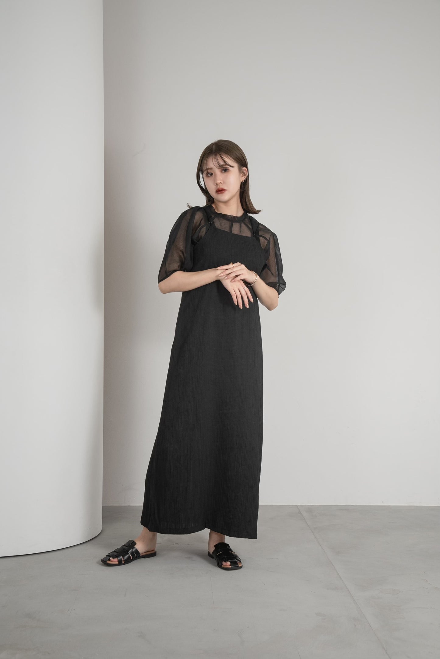 striped crepe back cross ops