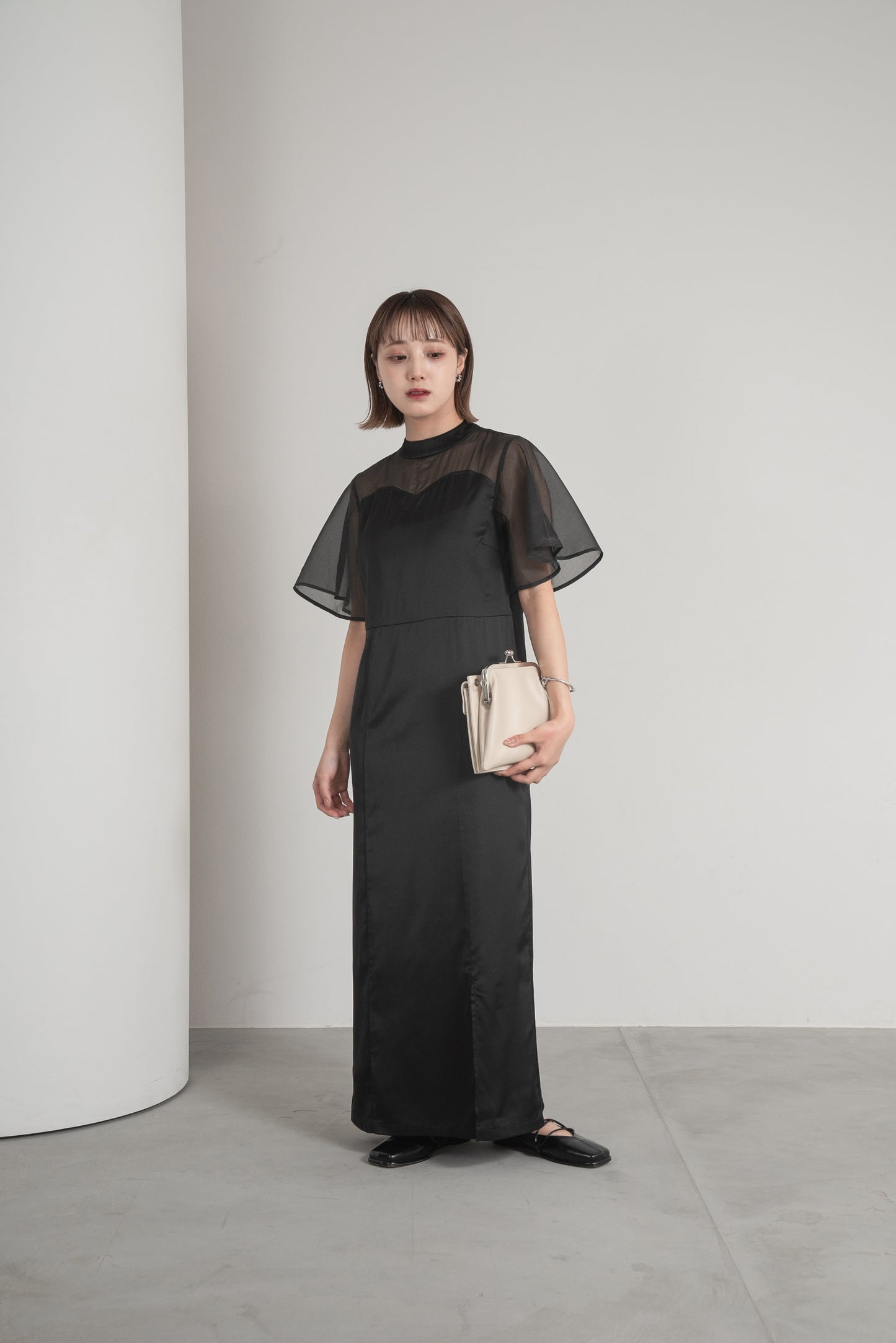 sheer flare sleeve dress