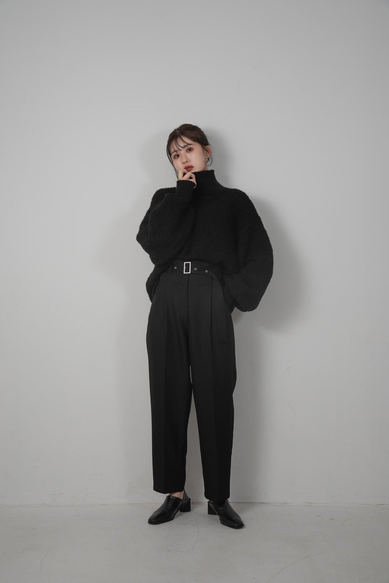 boucle lantern sleeve pullover