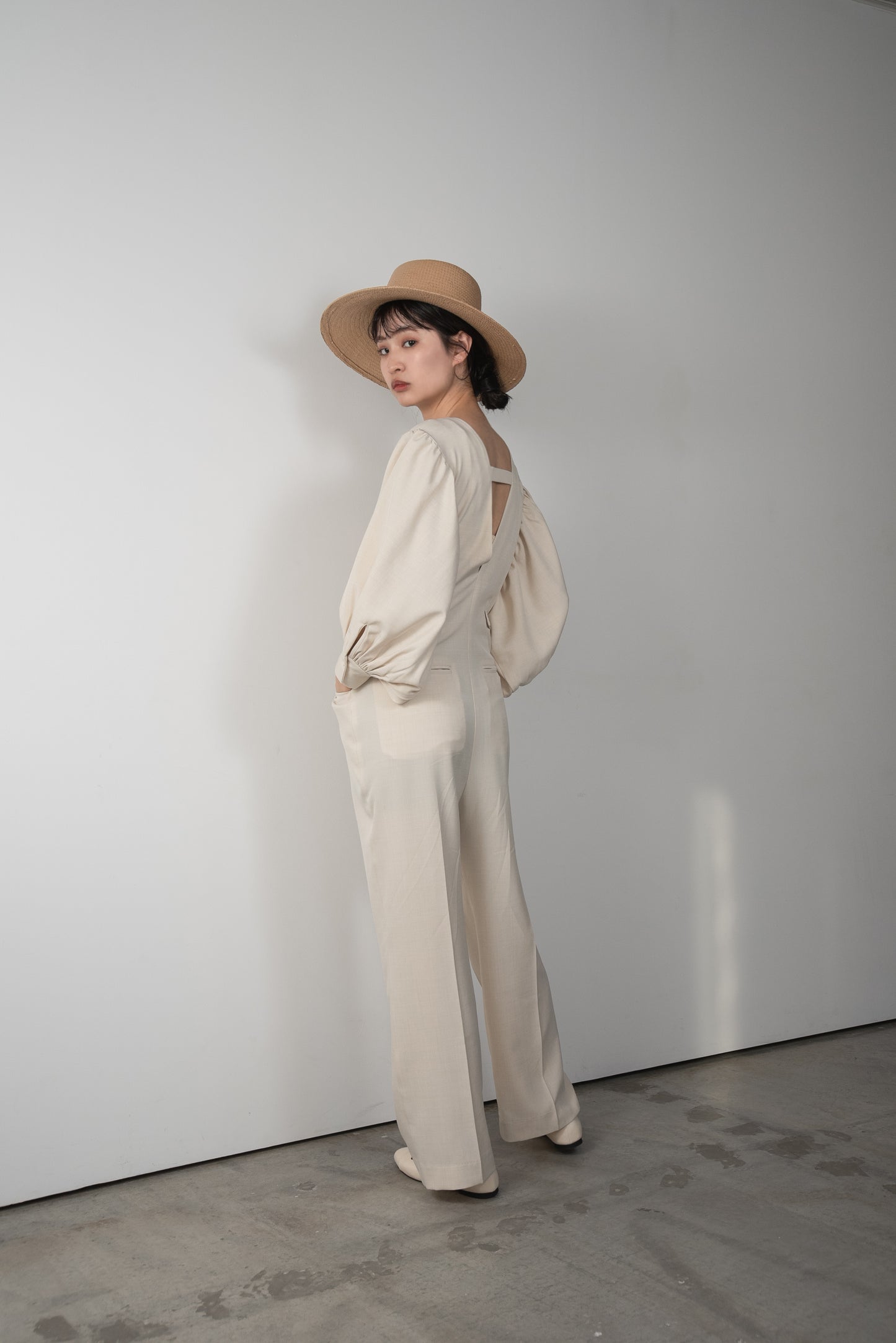 front button balloon sleeve combinaison