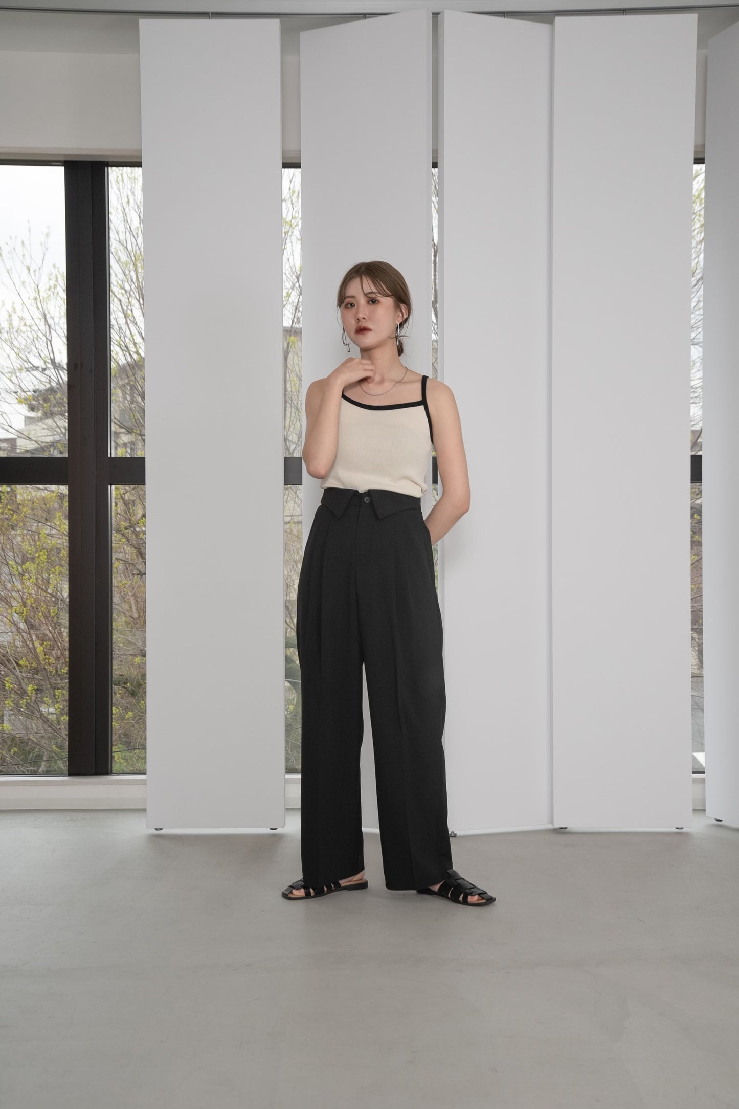 collar waist design pants