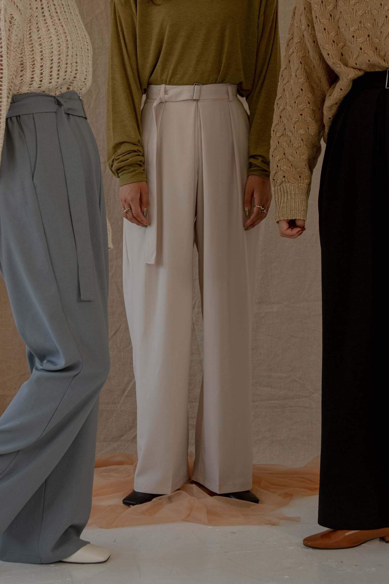 tuck straight belt set pants
