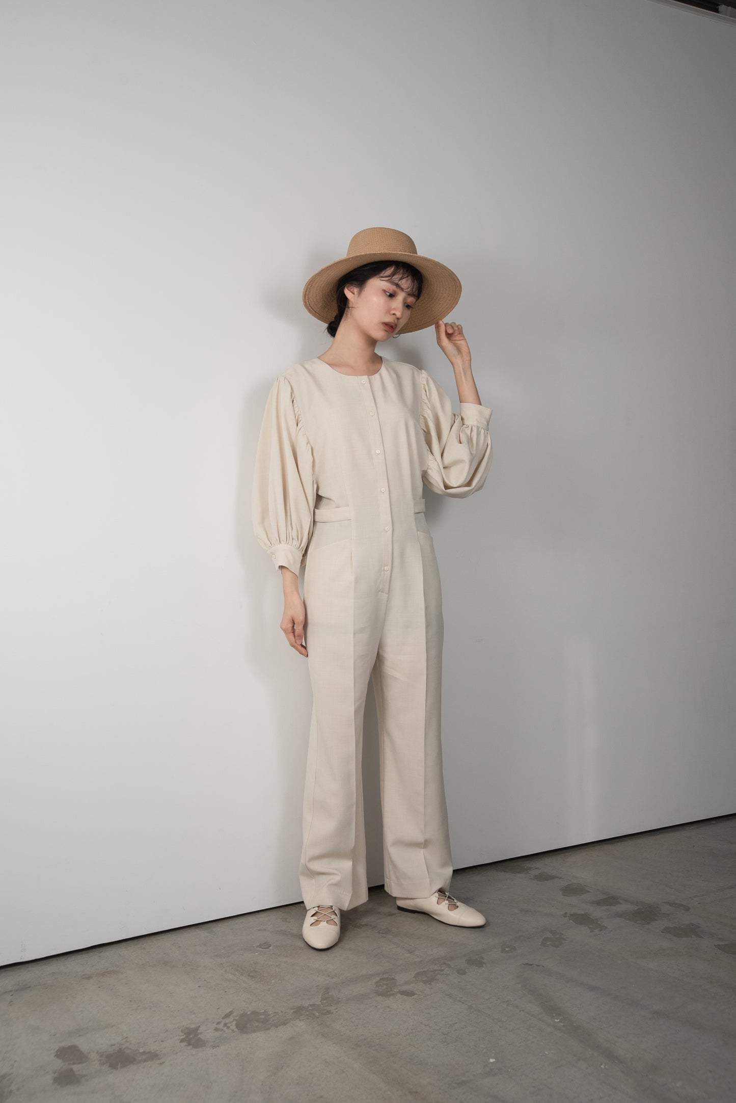 front button balloon sleeve combinaison