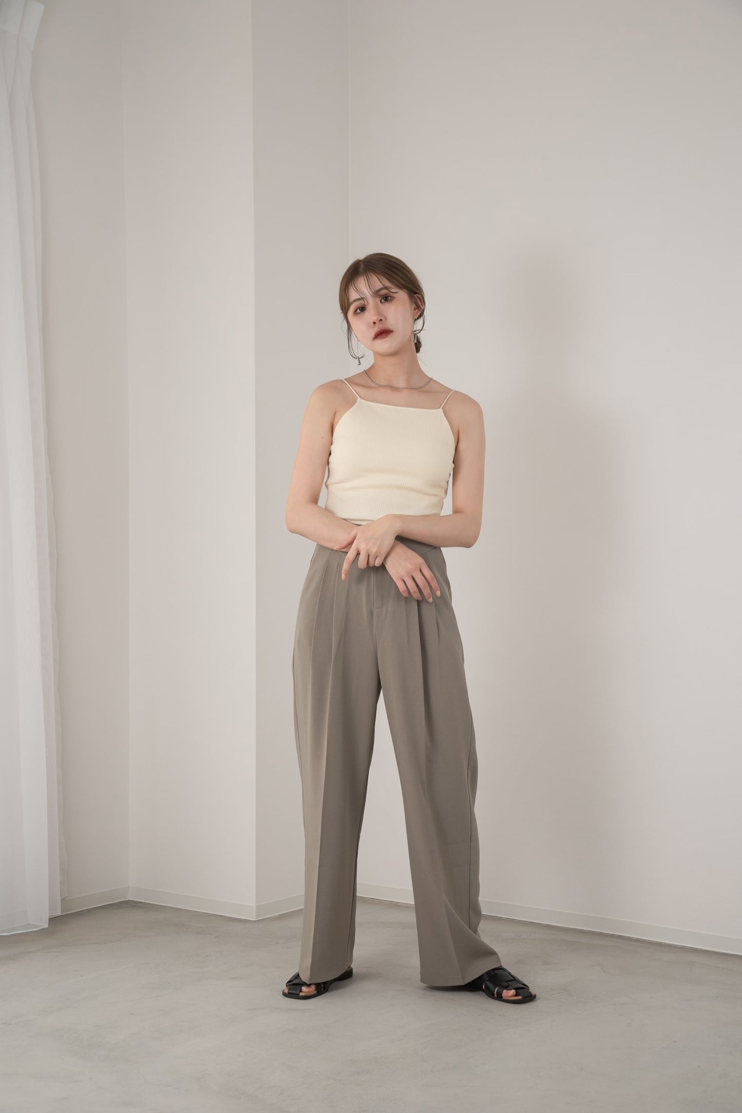 collar waist design pants