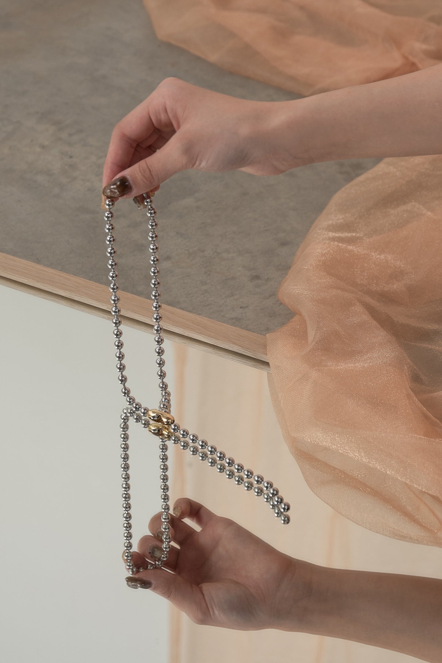 bicolor ball chain necklace