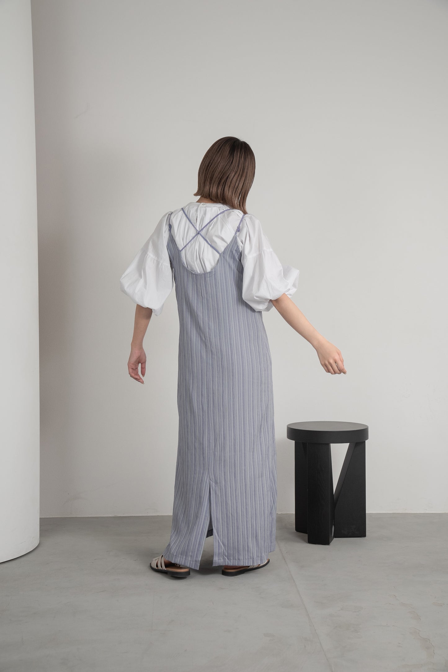 striped crepe back cross ops